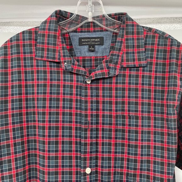 Banana Republic Men's Checkered Button Up Shirt Slim Fit Multicolor Size Large - Picture 2 of 9